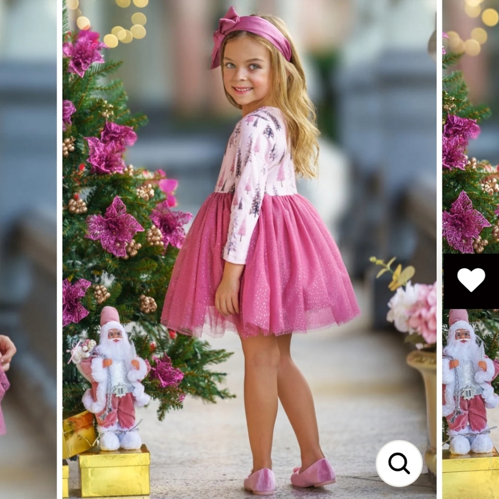 GUC Mia Belle Girls Winter Blush Tree Print Tulle Dress- 4T - Picture 2 of 13